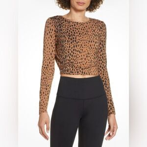 Good American Cheetah Open Back Crop Top Sz 3 (Large) EUC